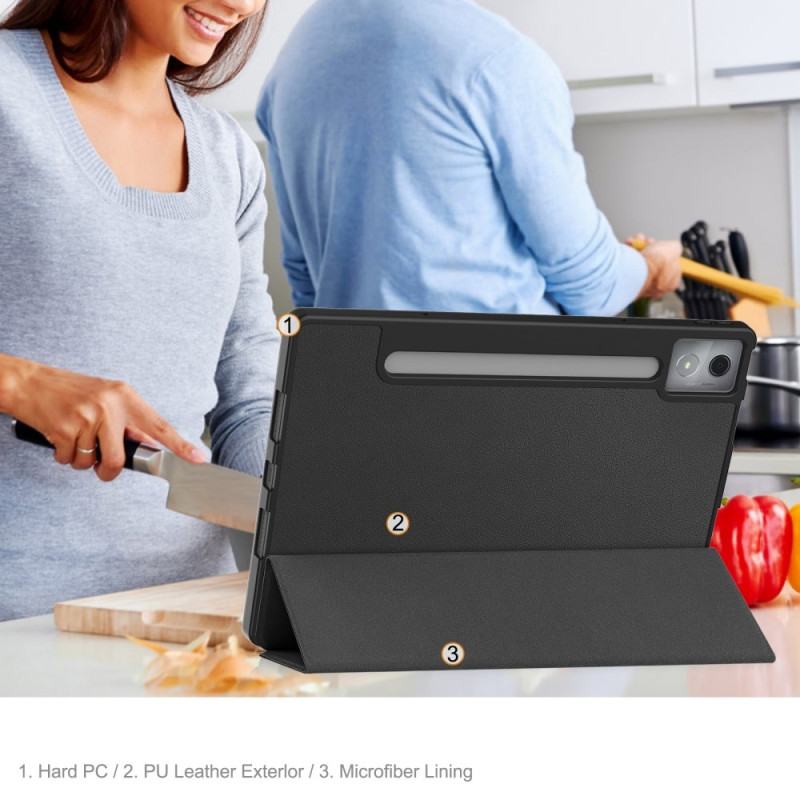 Lenovo Idea Tab Pro Case Tri-Fold jalustan suojus kynätelineellä - musta