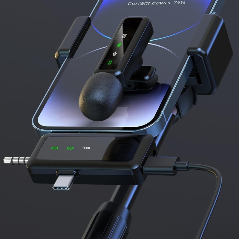 3 i 1 iP USB-C 3,5mm Trådlös Lavalier-mikrofon brusreducerande mikrofon 1 sändare 1 mottagare