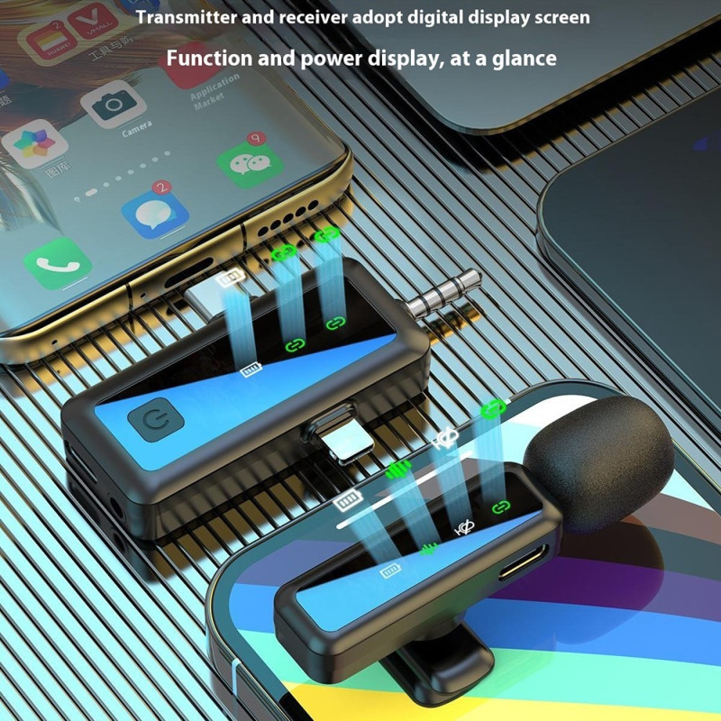 3 i 1 iP USB-C 3,5 mm trådløs Lavalier-mikrofon Støjreducerende mikrofon 1 sender 1 modtager