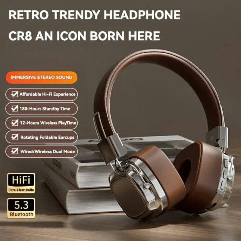 Bluetooth HiFi Sound Over Ear-hörlurar Brusreducering Trådlöst Headset - Silver+Svart