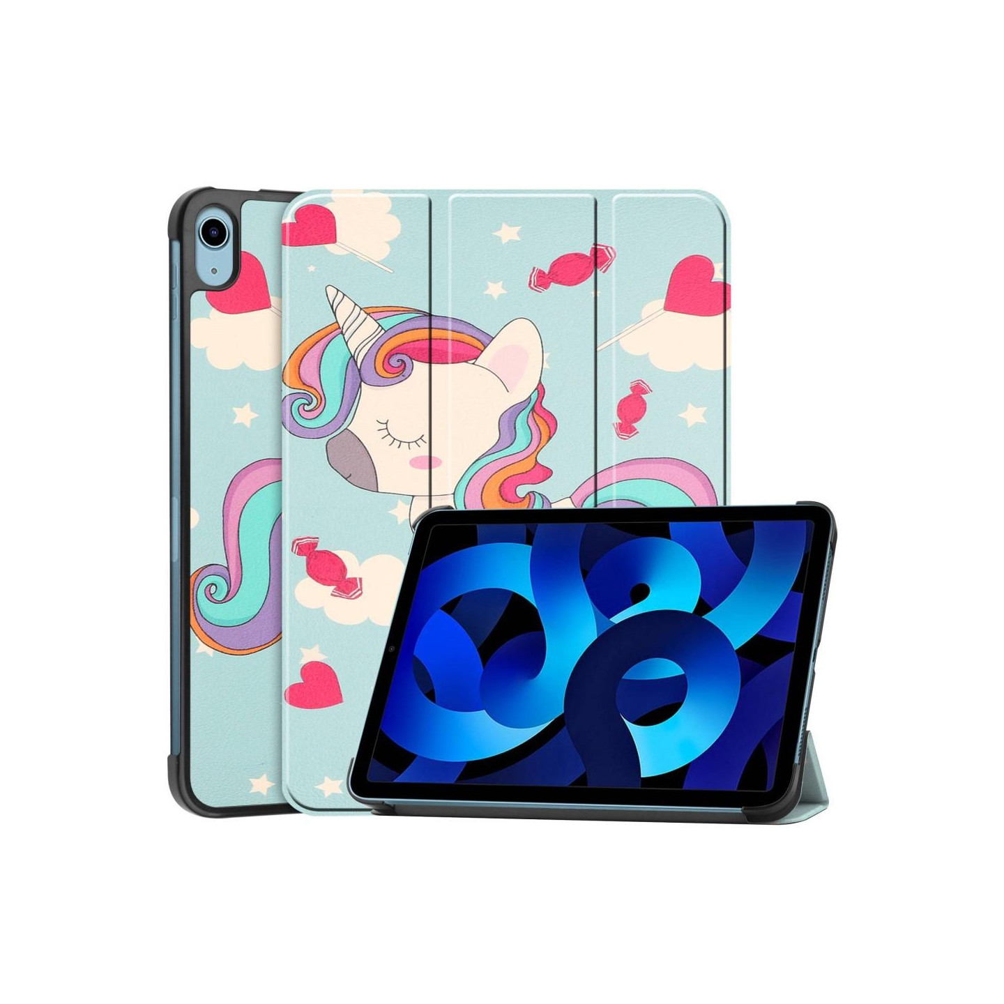 Tri - fold Stand Case for iPad 10.9 (2022) Tablet Cover - Unicorn
