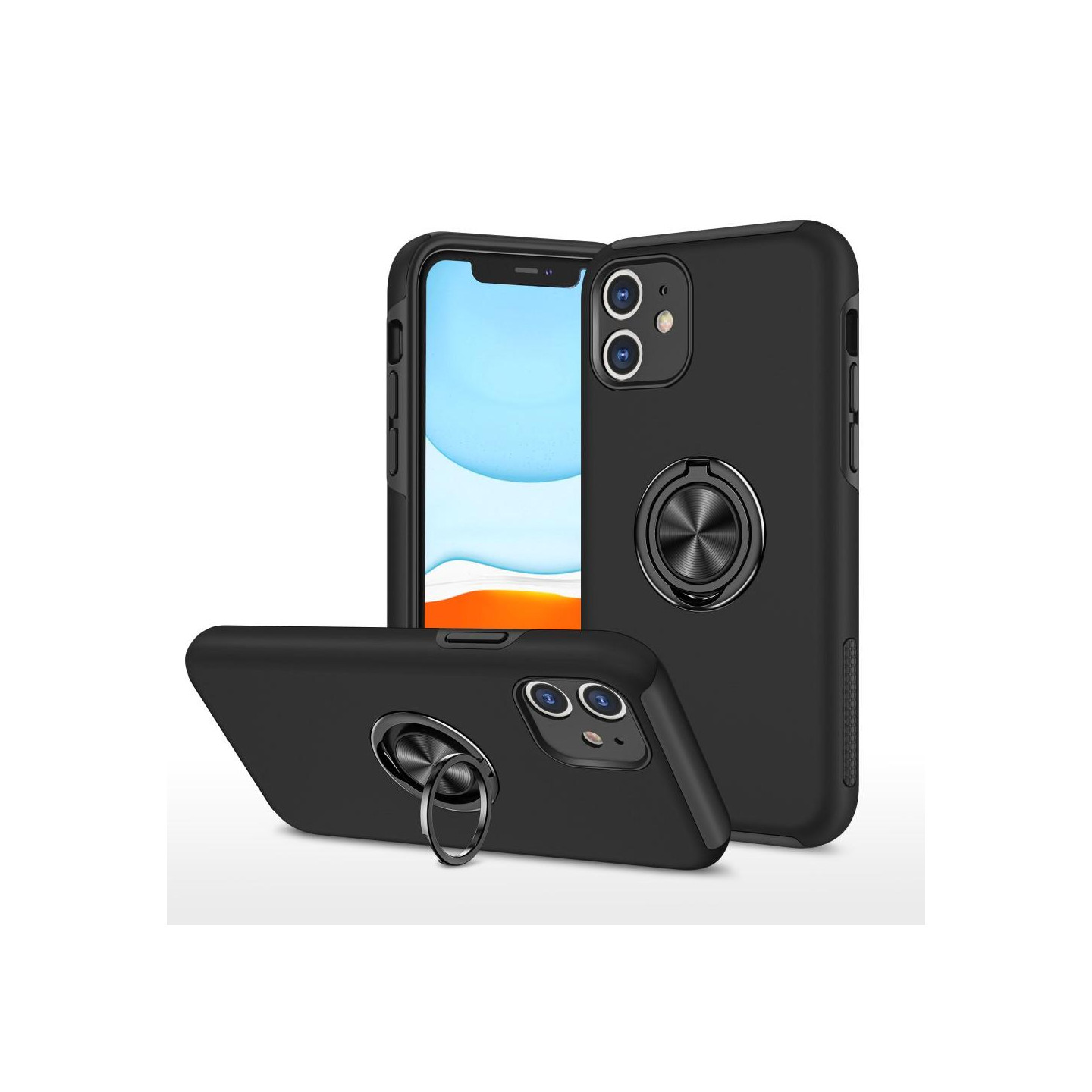 iPhone 11 Hybrid Deksel Med Fingerring - Svart