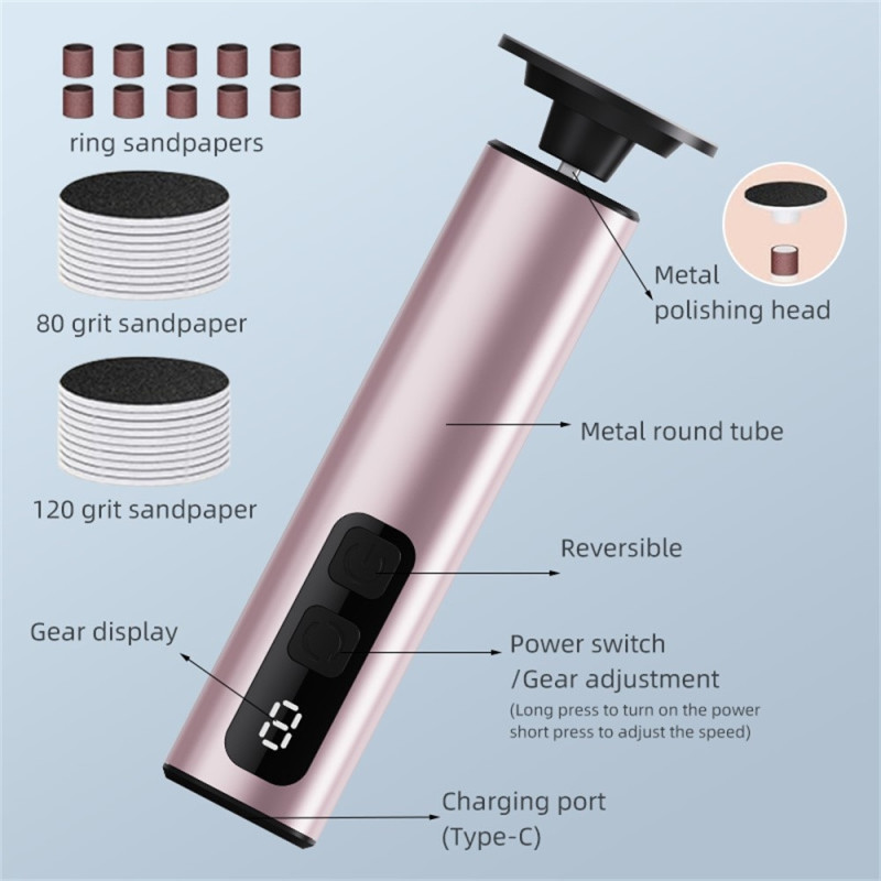 Electric Foot File 9 Speeds LCD Screen Callus Remover Pedicure Tool