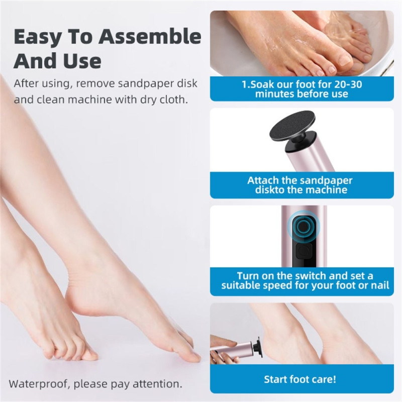Electric Foot File 9 Speeds LCD Screen Callus Remover Pedicure Tool