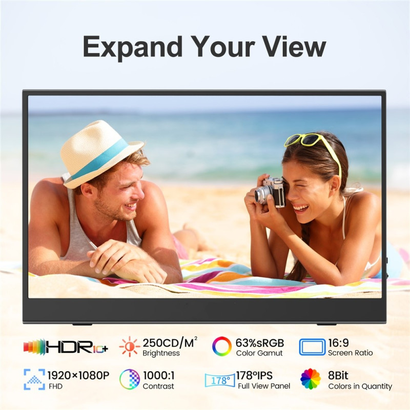 15,6" bærbar computerskærm 1920x1080 60Hz HD-skærm forlængerskærm