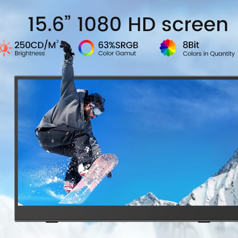 15,6" bærbar dataskjerm med 1920x1080 60Hz HD-skjerm, forlengelsesskjerm