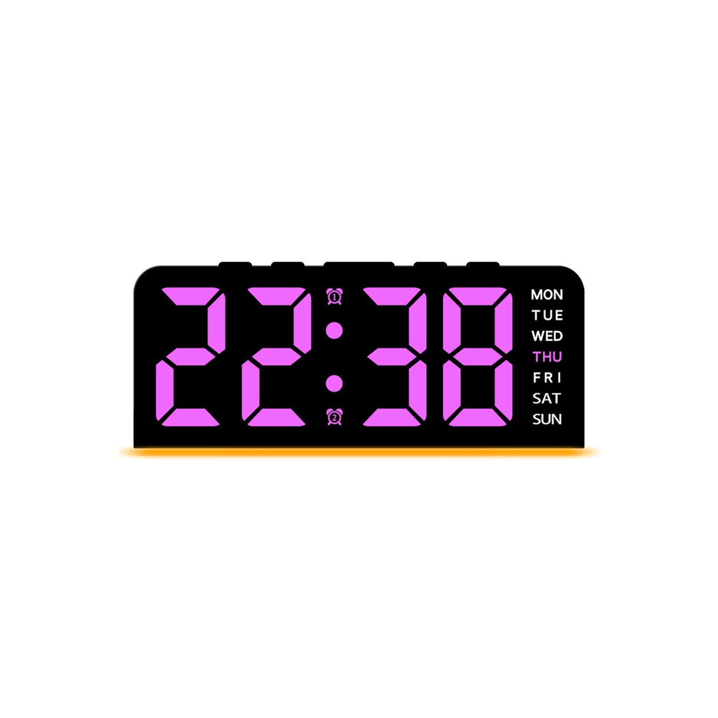 LED-klokke digital vekkerklokke stor skjerm dato temperatur vekkerklokke - Svart / rosa lys