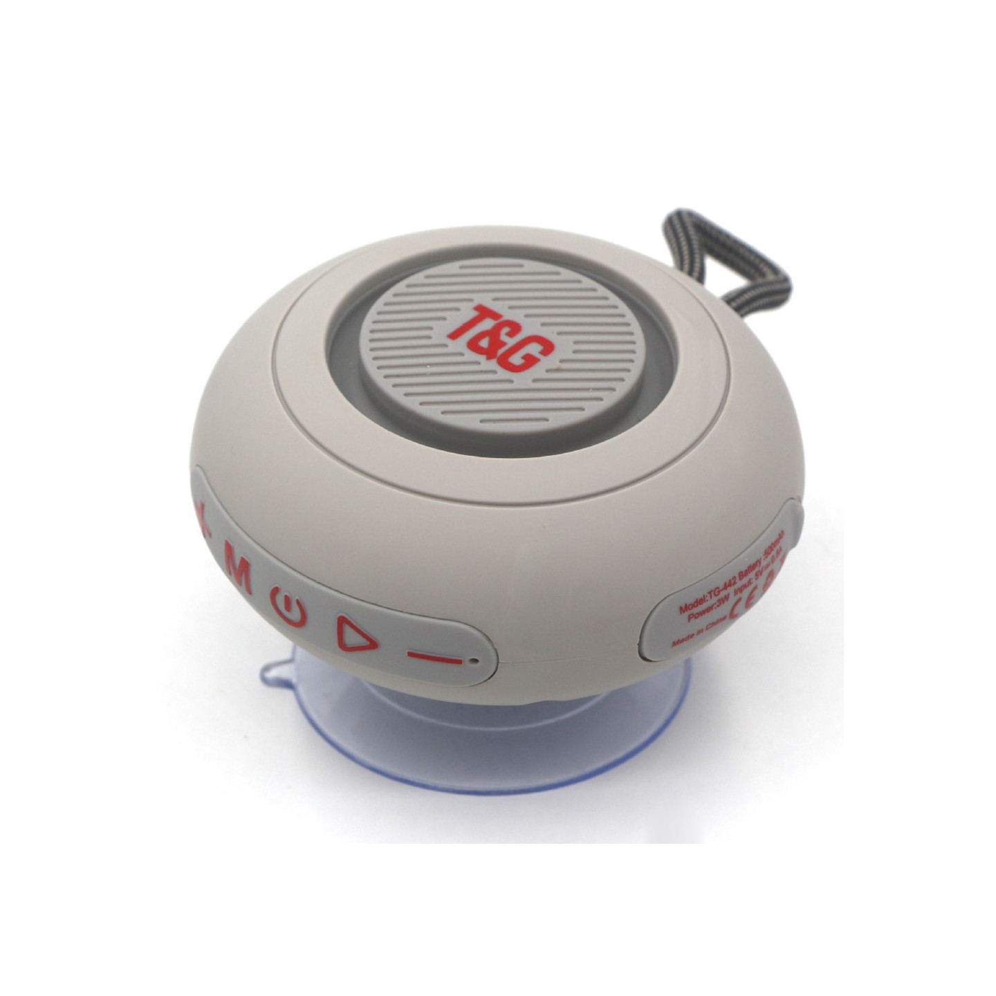 Vanntett sugekopp på badet Bluetooth-høyttaler trådløs støtter minnekort - Grå