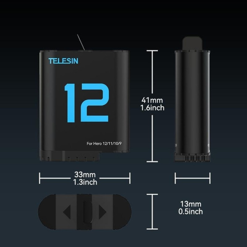 TELESIN S0-ECB-02-TGP Battery for GoPro Hero 12 11 10 9 1720mAh Replacement