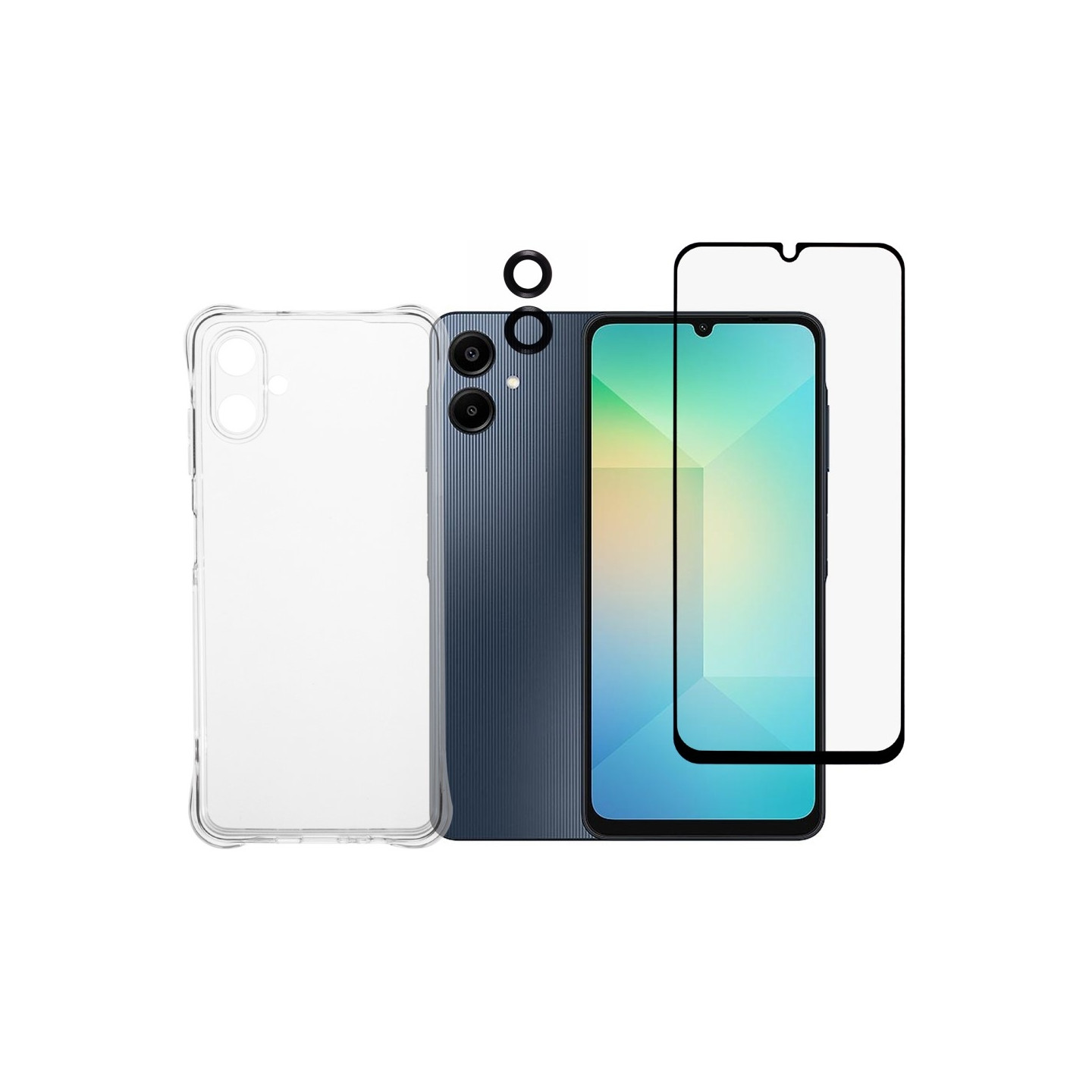 Til Samsung Galaxy A06 4G Cover TPU med Skærmbeskytter og Kameralinsebeskytter