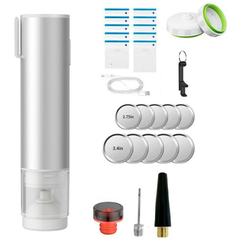 Vacuum Sealer Food Saver-maskine med LED-display til krukker/opbevaringsposer