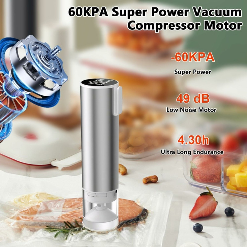 Vacuum Sealer Food Saver-maskine med LED-display til krukker/opbevaringsposer