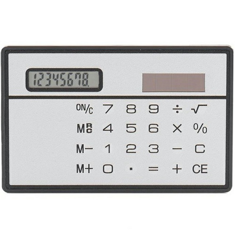 Ultra Thin Solar Powered Pocket Calculator Calculator 8 Digit Touch Calculator - Silver