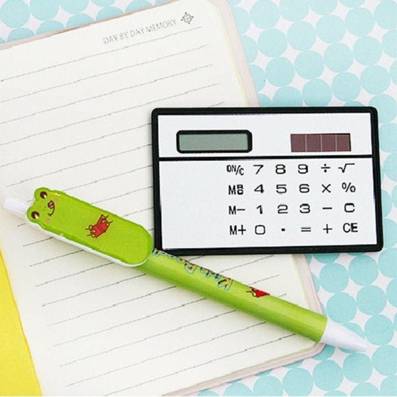 Ultra Thin Solar Powered Pocket Calculator Calculator 8 Digit Touch Calculator - Silver