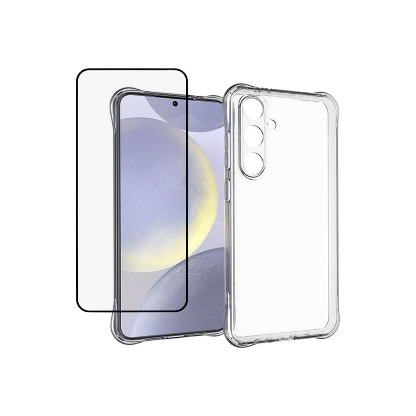 För Samsung Galaxy A56 5G Fodral 2.0mm TPU Transparent Skal med Härdat Glas Skärmskydd