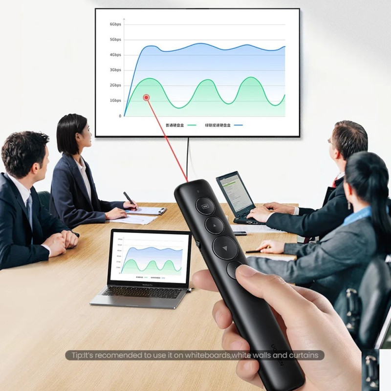 Wireless Presenter Oppladbar multifunksjonsfjernkontroll laserpeker