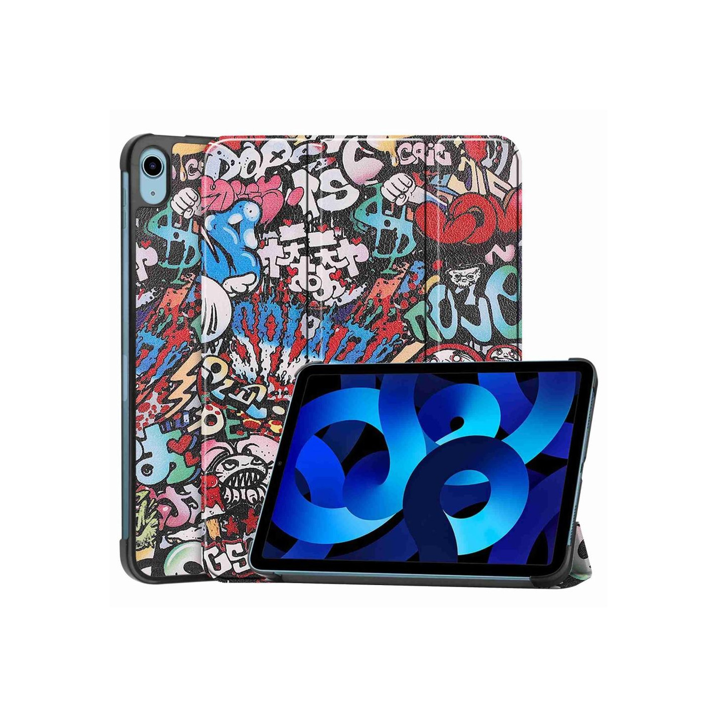 Kolminkertainen telinekotelo iPad 10.9: lle (2022) - tabletin kansi - Graffiti