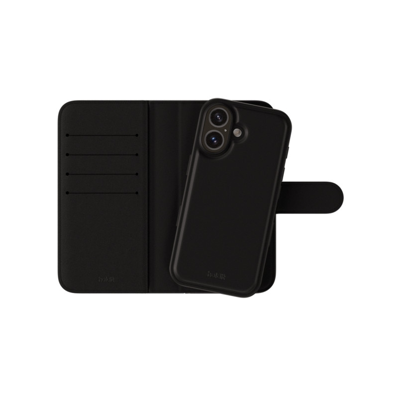 Holdit Cover Wallet Case Magnet Plus Black til iPhone 16 Plus