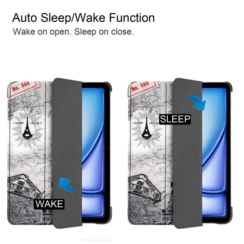 iPad Air 11 (2024) Kotelo Auto Herää / Nuku Kolminkertainen Taittojalusta Tabletin Suoja - Tower