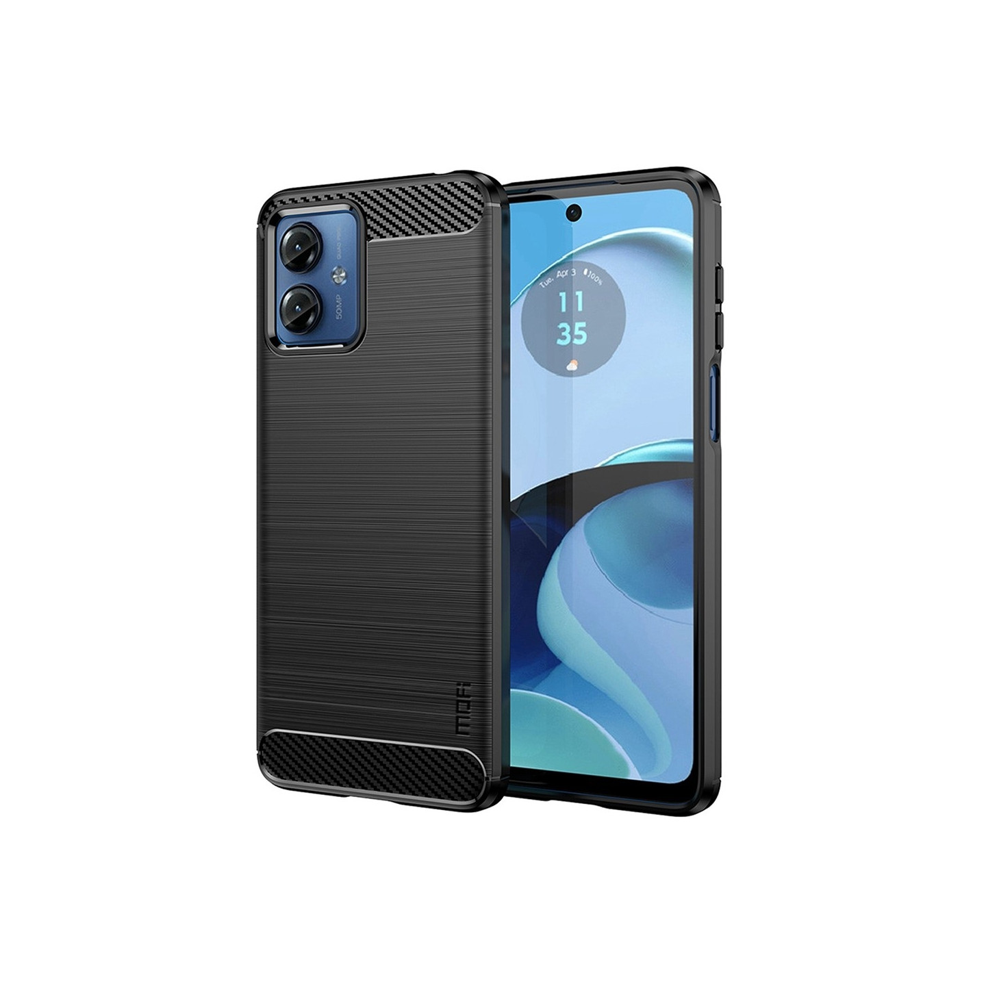 MOFI Carbon Fiber Texture TPU Casing Motorola Moto G14 - Black