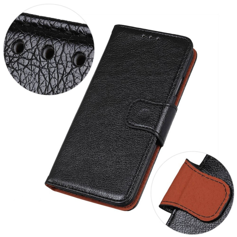 Nappa Texture Split Wallet Stativbetræk til Motorola Moto G84 - Sort