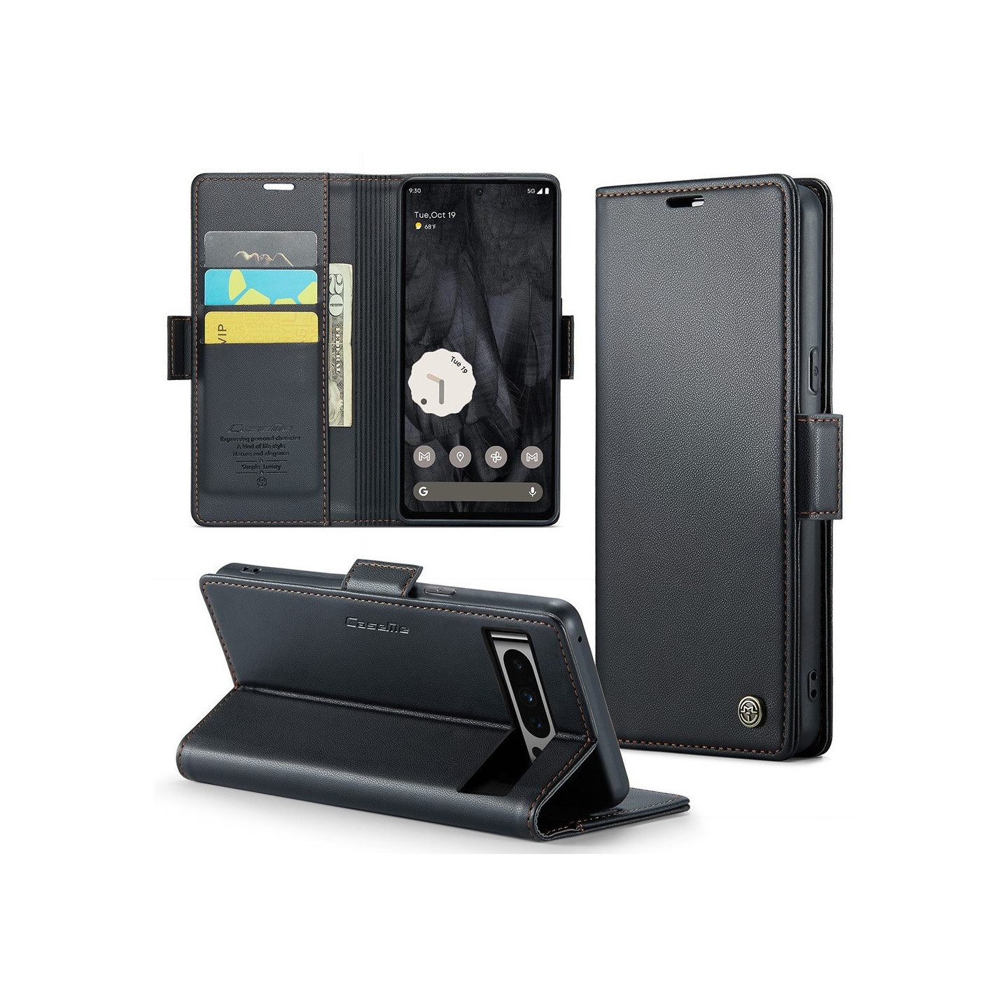 CASEME Retro Wallet Case for Pixel 8 Pro - Black