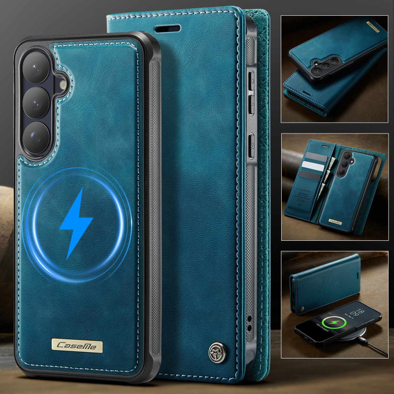 CASEME Til Samsung Galaxy S26 Lommebokdeksel Magnetisk Avtakbar RFID Beskyttelse - Grønn