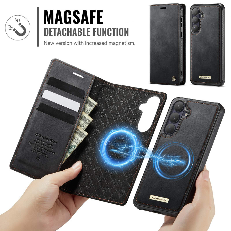 CASEME Til Samsung Galaxy S26 Pungcover Magnetisk Aftagelig RFID Beskyttelse - Sort