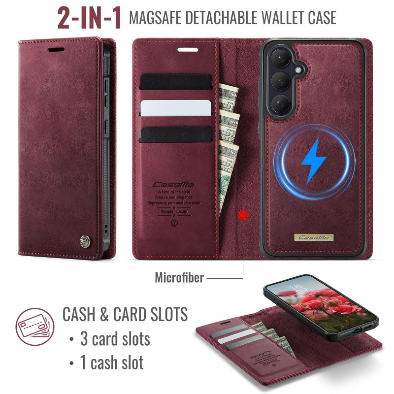 CASEME For Samsung Galaxy S26 Wallet Case Magnetic Detachable RFID Blocking - Red