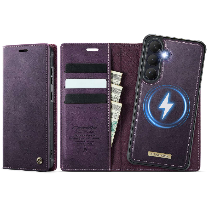 CASEME For Samsung Galaxy S26 Wallet Case Magnetic Detachable RFID Blocking - Purple
