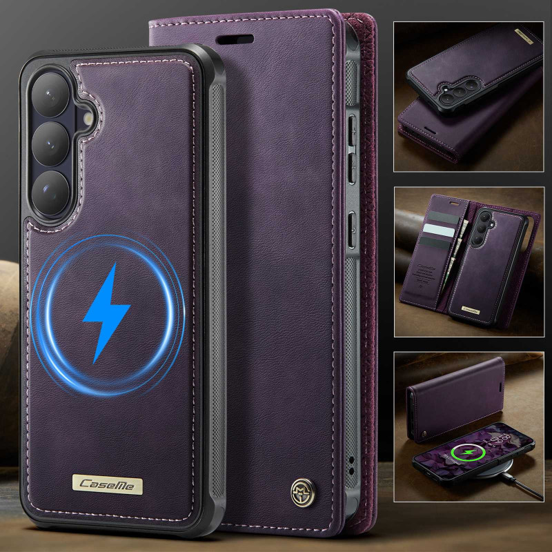 CASEME For Samsung Galaxy S26 Wallet Case Magnetic Detachable RFID Blocking - Purple