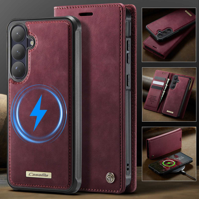 CASEME For Samsung Galaxy S26+ Wallet Case Magnetic Detachable RFID Blocking - Red