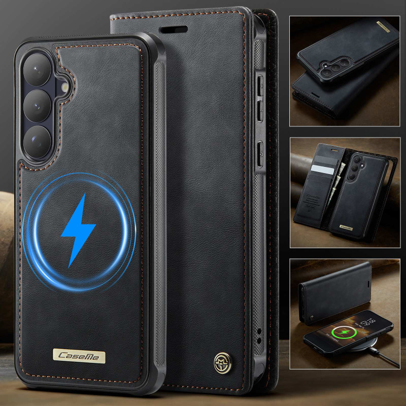 CASEME Til Samsung Galaxy S26+ Pungcover Magnetisk Aftagelig RFID Beskyttelse - Sort