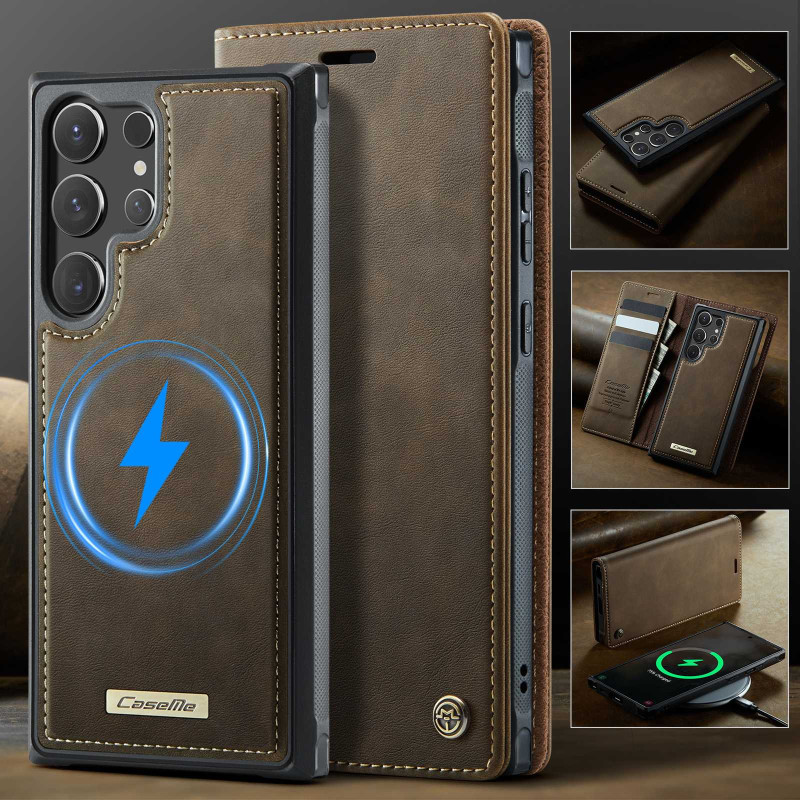 CASEME Til Samsung Galaxy S26 Ultra Pungcover Magnetisk Aftagelig RFID Beskyttelse - Coffee