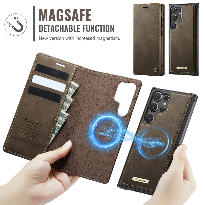 CASEME Til Samsung Galaxy S26 Ultra Lommebokdeksel Magnetisk Avtakbar RFID Beskyttelse - Coffee