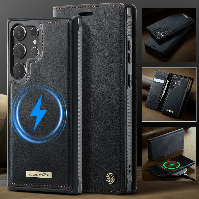 CASEME Til Samsung Galaxy S26 Ultra Lommebokdeksel Magnetisk Avtakbar RFID Beskyttelse - Svart