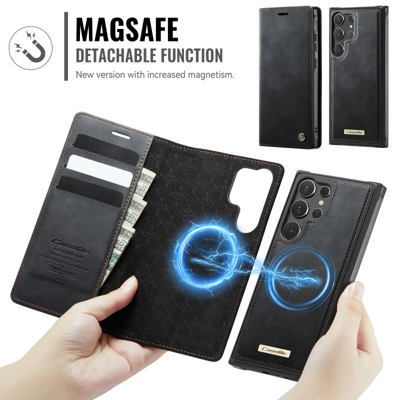 CASEME Til Samsung Galaxy S26 Ultra Pungcover Magnetisk Aftagelig RFID Beskyttelse - Sort