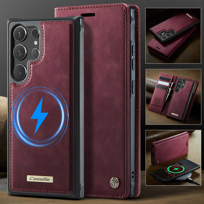 CASEME Til Samsung Galaxy S26 Ultra Lommebokdeksel Magnetisk Avtakbar RFID Beskyttelse - Rød