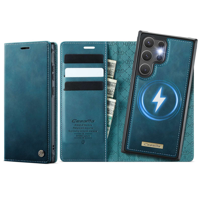 CASEME Samsung Galaxy S26 Ultra Lompakkokotelo Magneettinen Irrotettava RFID Suojaus - Vihreä