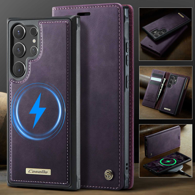 CASEME Til Samsung Galaxy S26 Ultra Lommebokdeksel Magnetisk Avtakbar RFID Beskyttelse - Lilla