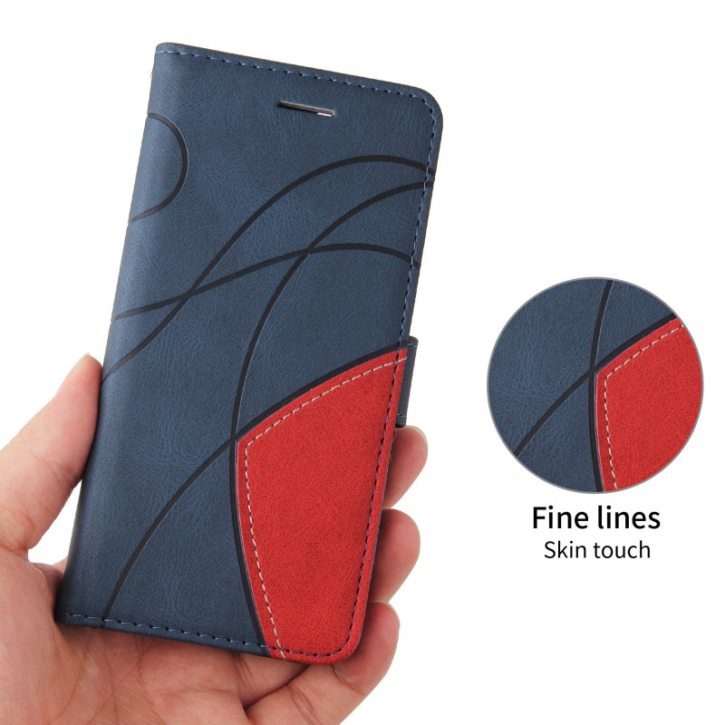 For Samsung Galaxy S26 Wallet Case with Stand Bi-colour Design - Blue