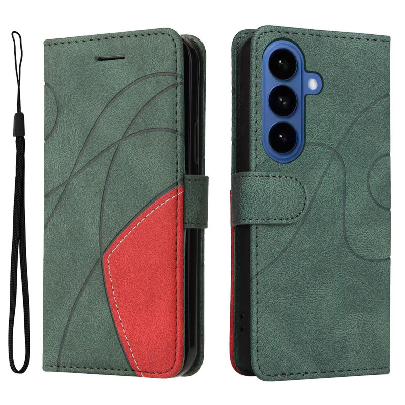 Til Samsung Galaxy S26 Pungcover med Stander Tofarvet Design - Grøn