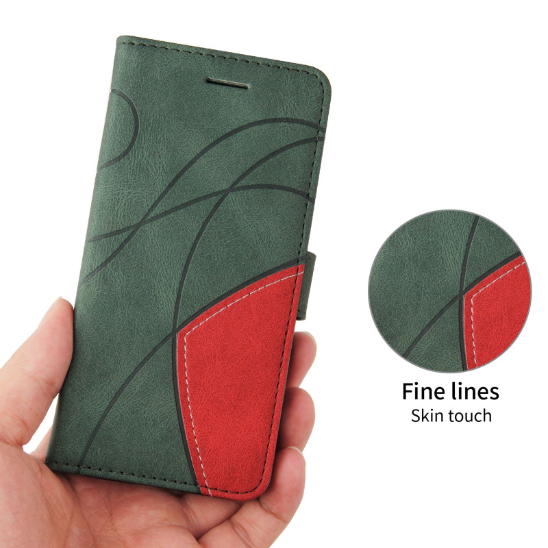 For Samsung Galaxy S26 Wallet Case with Stand Bi-colour Design - Green