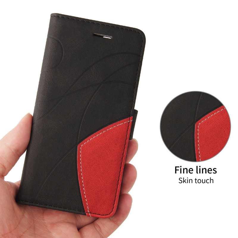 For Samsung Galaxy S26+ Wallet Case with Stand Bi-colour Design - Black