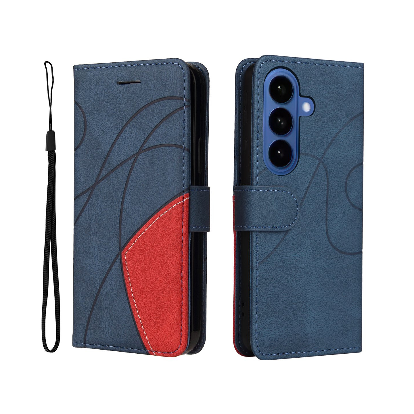 Til Samsung Galaxy S26+ Pungcover med Stander Tofarvet Design - Blå