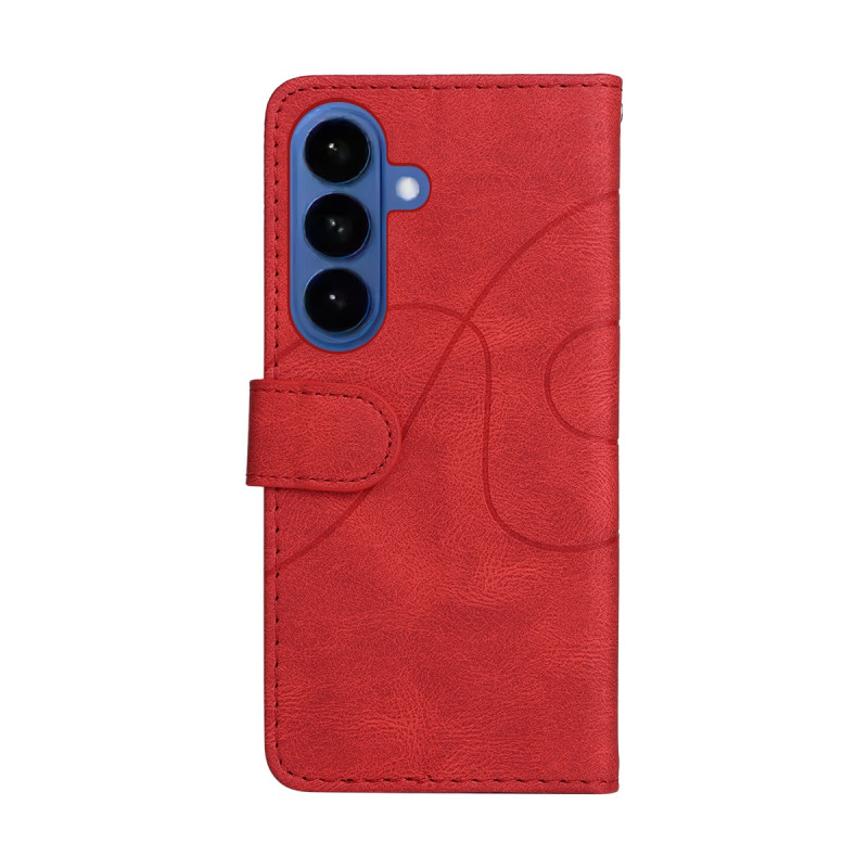 Til Samsung Galaxy S26+ Lommebokdeksel med Stativ Tofarget Design - Rød