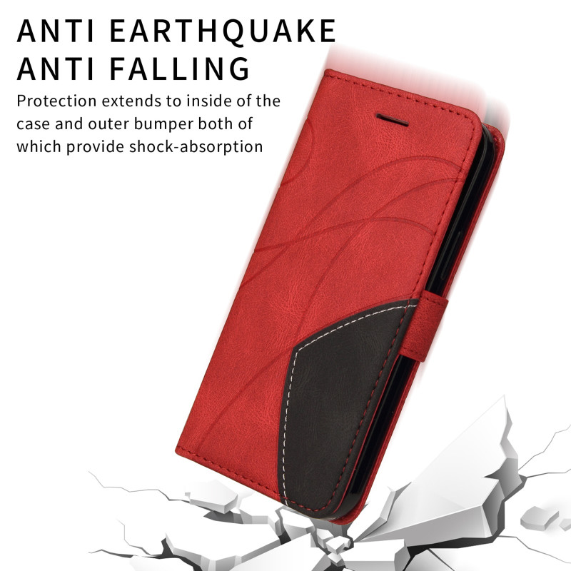 For Samsung Galaxy S26+ Wallet Case with Stand Bi-colour Design - Red
