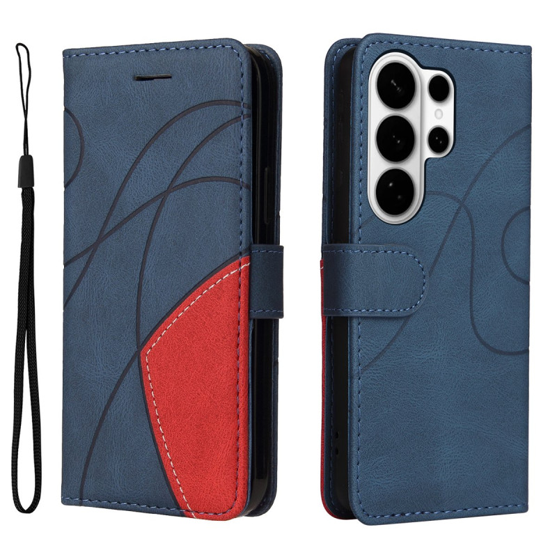 Til Samsung Galaxy S26 Ultra Lommebokdeksel med Stativ Tofarget Design - Blå