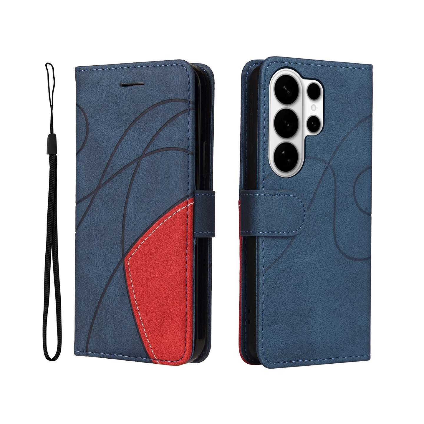 For Samsung Galaxy S26 Ultra Wallet Case with Stand Bi-colour Design - Blue