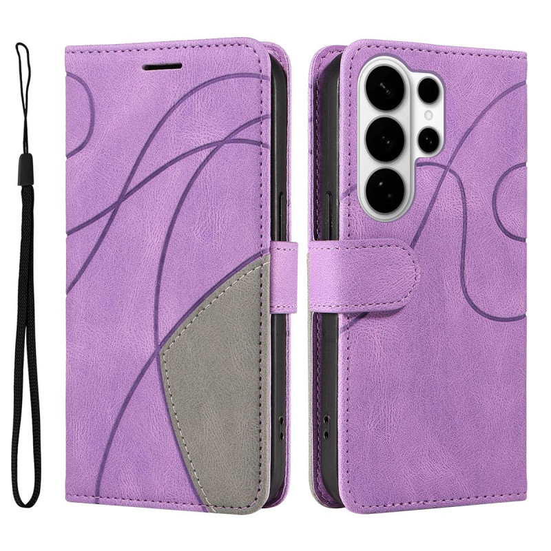 Til Samsung Galaxy S26 Ultra Pungcover med Stander Tofarvet Design - Lilla